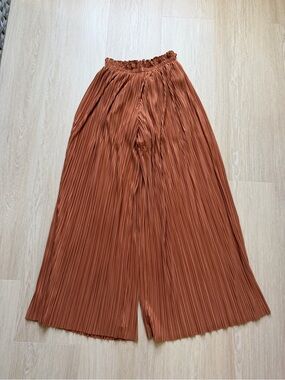 Astr Wide-Leg Pleated Pants in Rust
